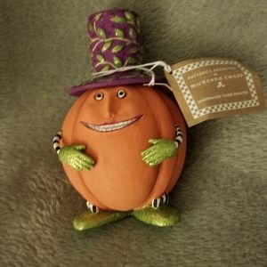 NIB MacKenzie-Childs pumpkin candleholder.